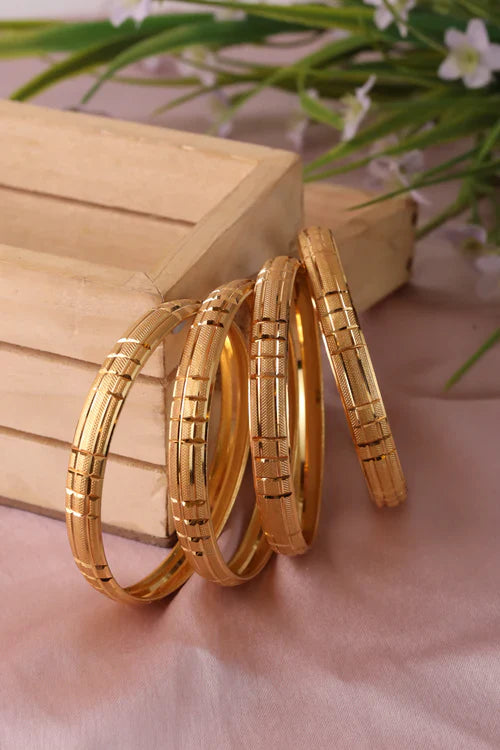 Vidya Bangle Set of 4💫 | Gold-Plated Brass🌟| ✨Stylish, Premium looking & Affordable Daily Wear✨